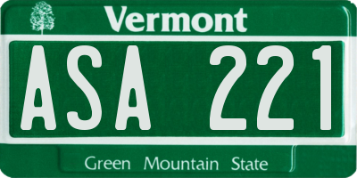 VT license plate ASA221