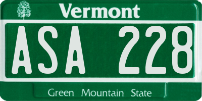 VT license plate ASA228