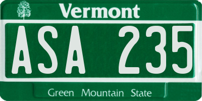 VT license plate ASA235