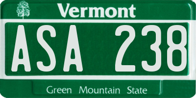 VT license plate ASA238