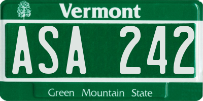 VT license plate ASA242