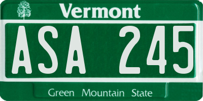 VT license plate ASA245