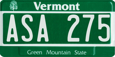 VT license plate ASA275