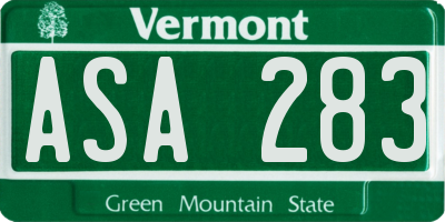 VT license plate ASA283