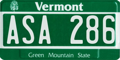 VT license plate ASA286