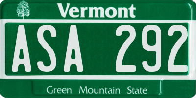 VT license plate ASA292