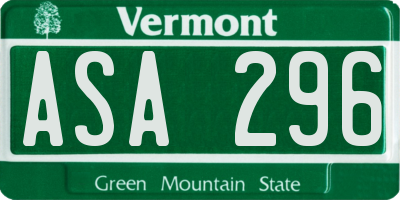 VT license plate ASA296