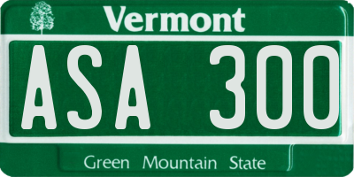 VT license plate ASA300