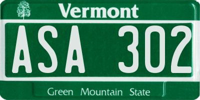 VT license plate ASA302
