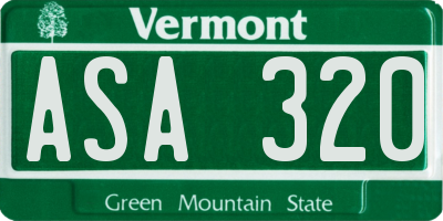 VT license plate ASA320