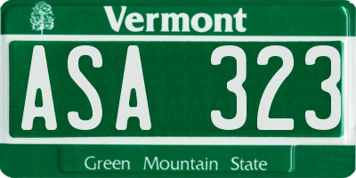 VT license plate ASA323