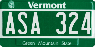 VT license plate ASA324