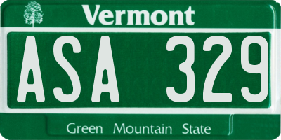 VT license plate ASA329