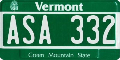 VT license plate ASA332