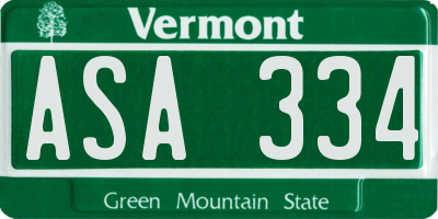 VT license plate ASA334