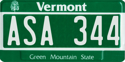VT license plate ASA344