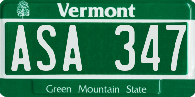 VT license plate ASA347