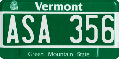 VT license plate ASA356