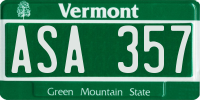 VT license plate ASA357