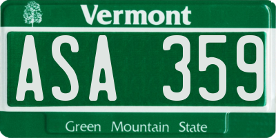 VT license plate ASA359