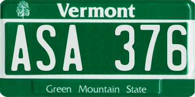 VT license plate ASA376