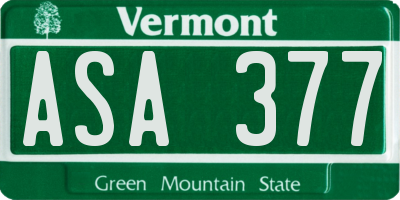 VT license plate ASA377
