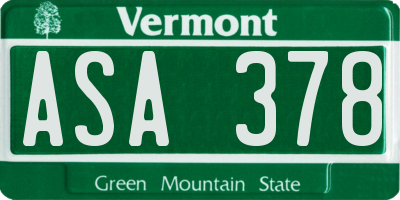 VT license plate ASA378