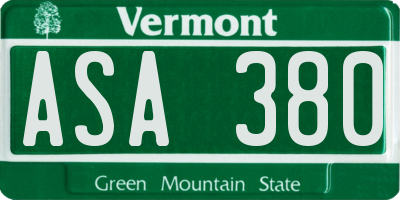 VT license plate ASA380