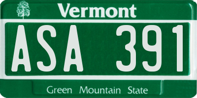 VT license plate ASA391
