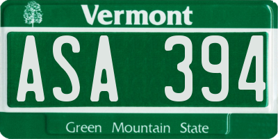 VT license plate ASA394