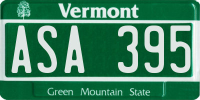VT license plate ASA395