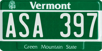 VT license plate ASA397