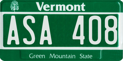 VT license plate ASA408
