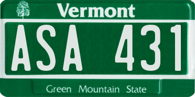VT license plate ASA431