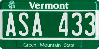 VT license plate ASA433