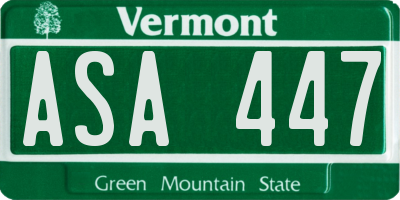 VT license plate ASA447