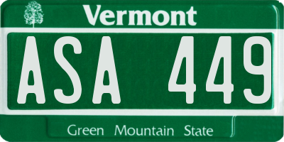 VT license plate ASA449