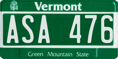 VT license plate ASA476
