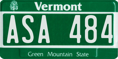 VT license plate ASA484