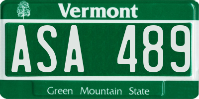 VT license plate ASA489