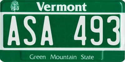 VT license plate ASA493