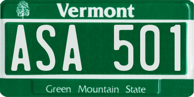 VT license plate ASA501
