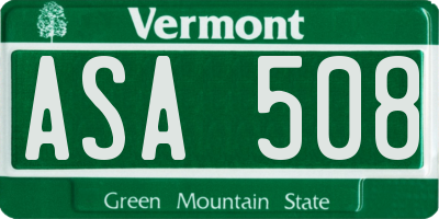 VT license plate ASA508