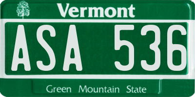 VT license plate ASA536