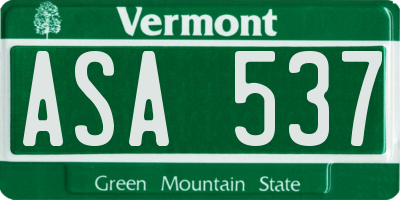 VT license plate ASA537