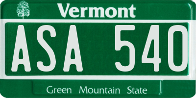 VT license plate ASA540