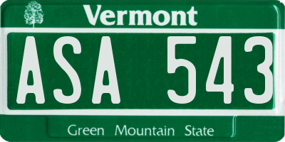 VT license plate ASA543