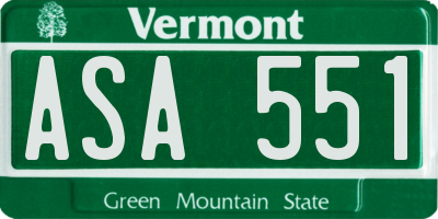 VT license plate ASA551