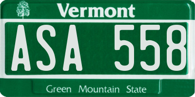 VT license plate ASA558