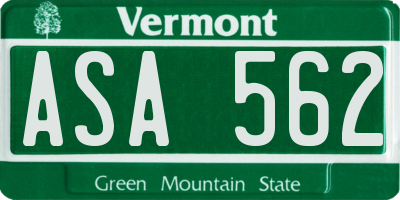 VT license plate ASA562